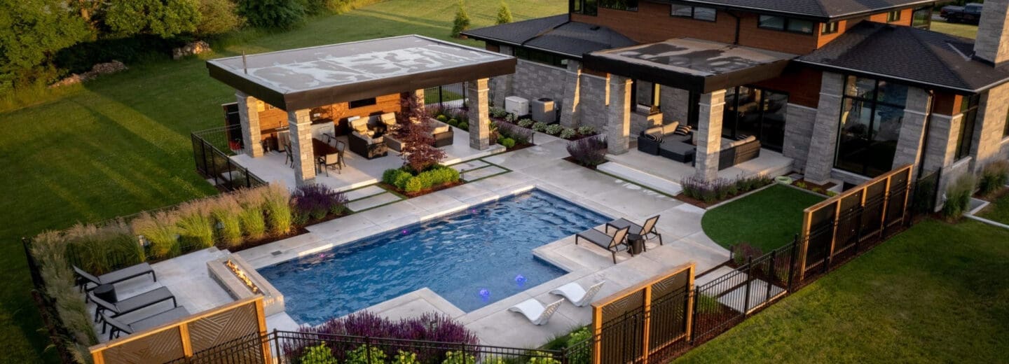 pool water feature and exterior landscaping home in lincoln ontario