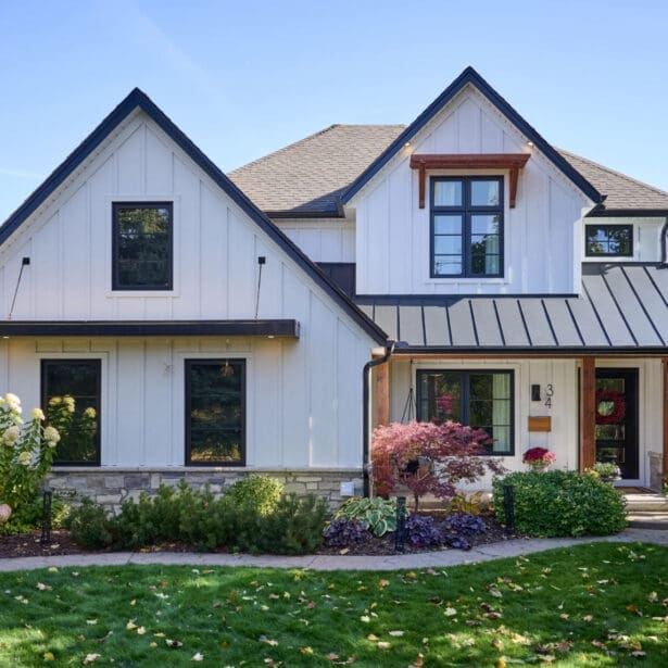 niagara ontario home, white with black and brown wood