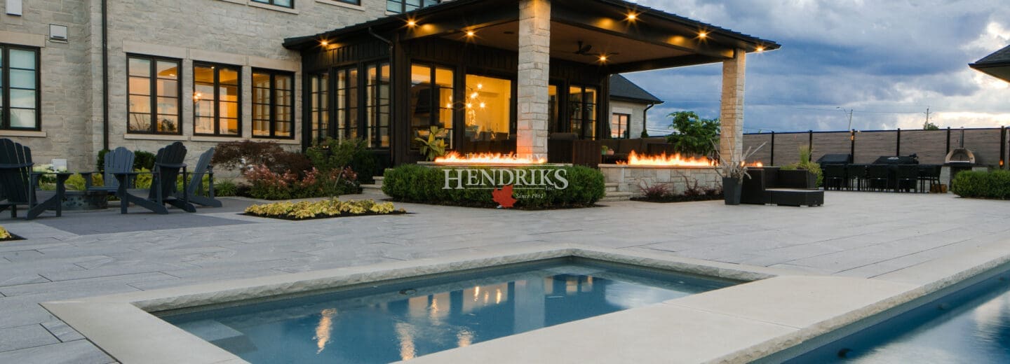 A gorgeous backyard view, showcasing elaborate hardscaping details that enhance outdoor living.