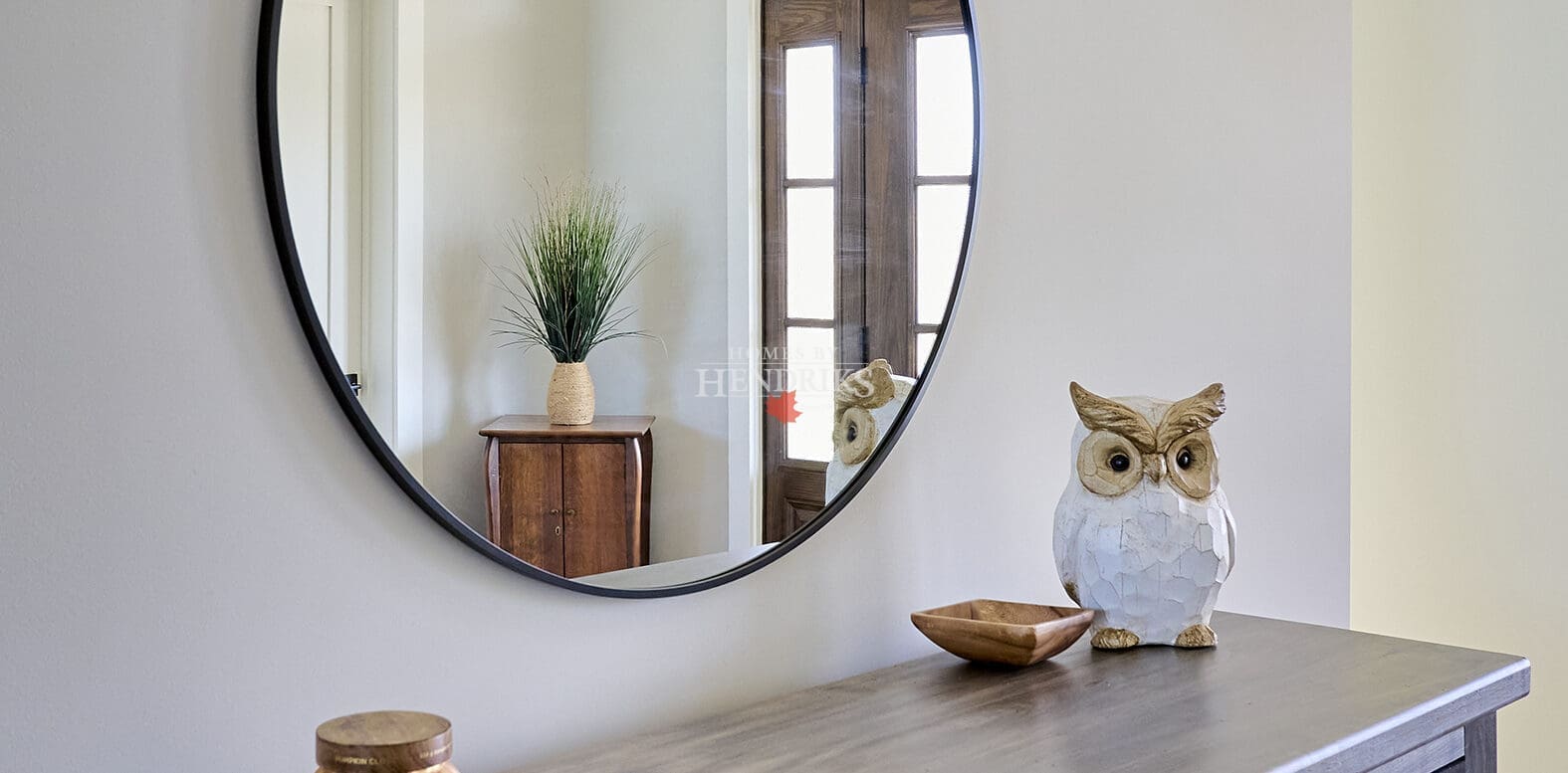 The entryway sets the tone for the blend of modern craftsmanship and rustic charm throughout the Blackstone Retreat.