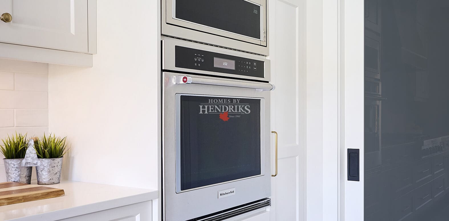 A built-in wall oven with a modern design