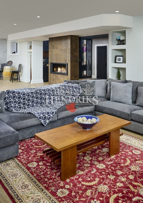 Basement living room, and an open-concept layout.