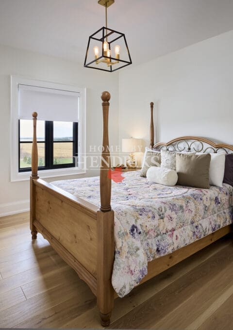 Children’s bedroom designed with warm colours and functional storage.